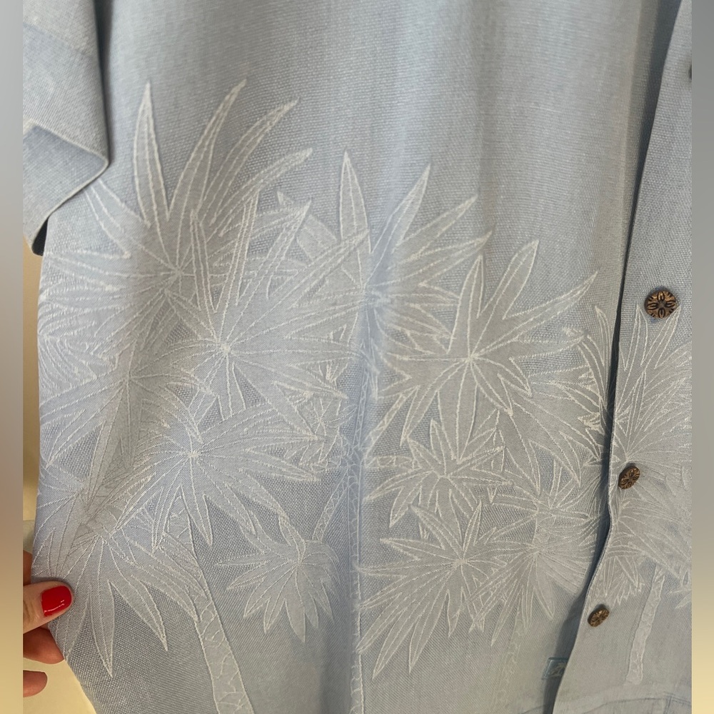 Vintage Tommy Bahama Silk Jacquard Palm Resort Hawaiian Shirt Men’s Large L - Picture 5 of 10